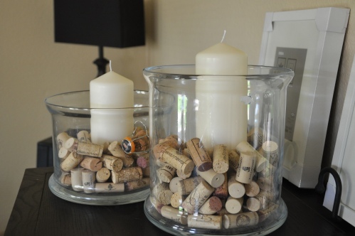 cork and candle filled apothecary jars